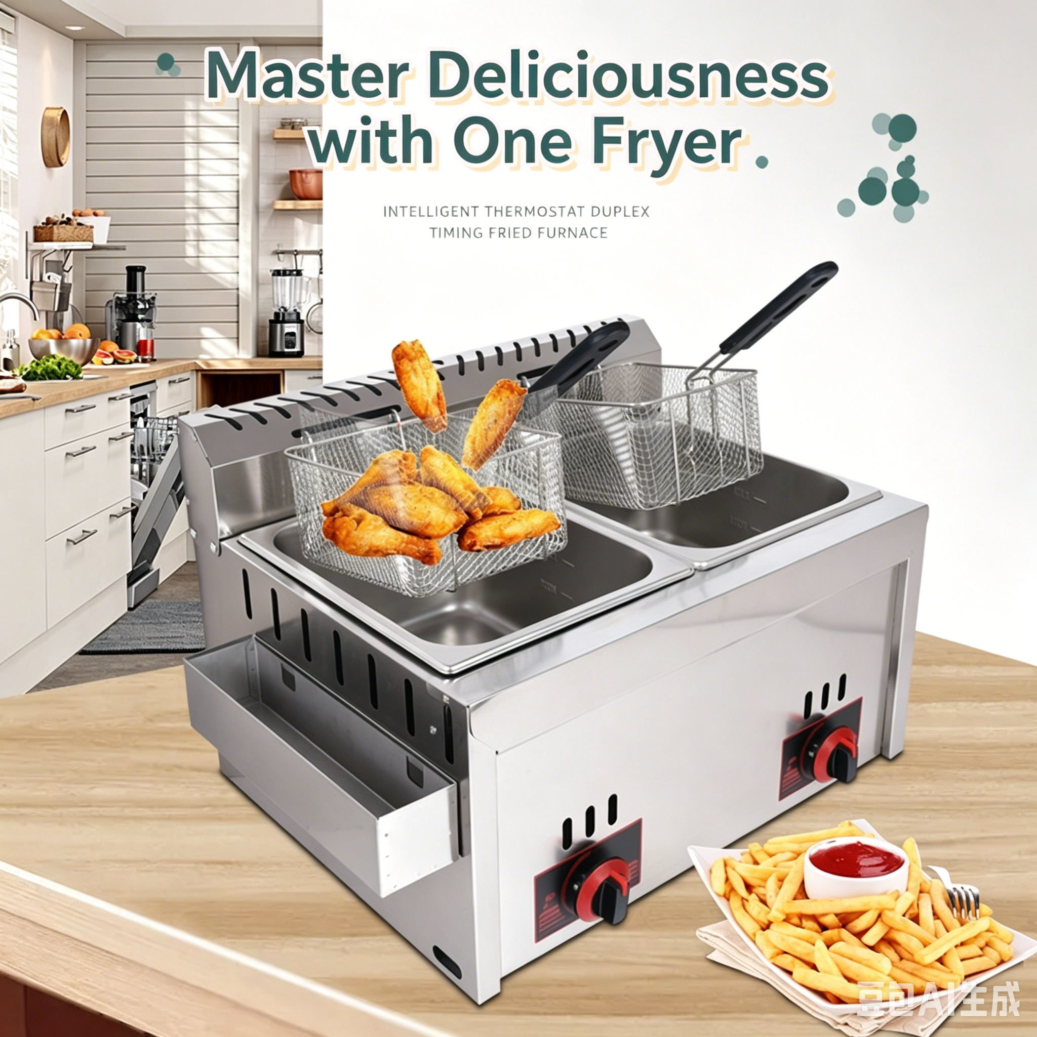 Deep Fryer Commercial - Commercial Gas Fryer, Double Tank &