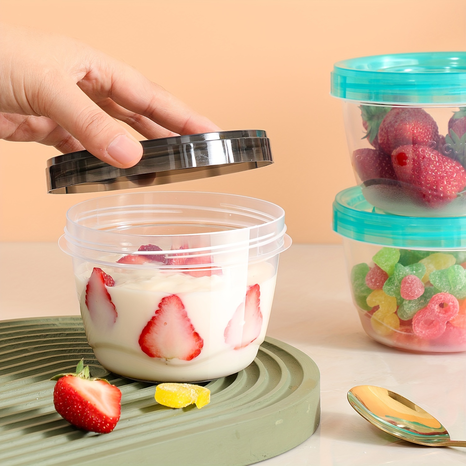 Commercial Kitchen Utensil Organizer - 2 Transparent Sealed Food Storage Containers