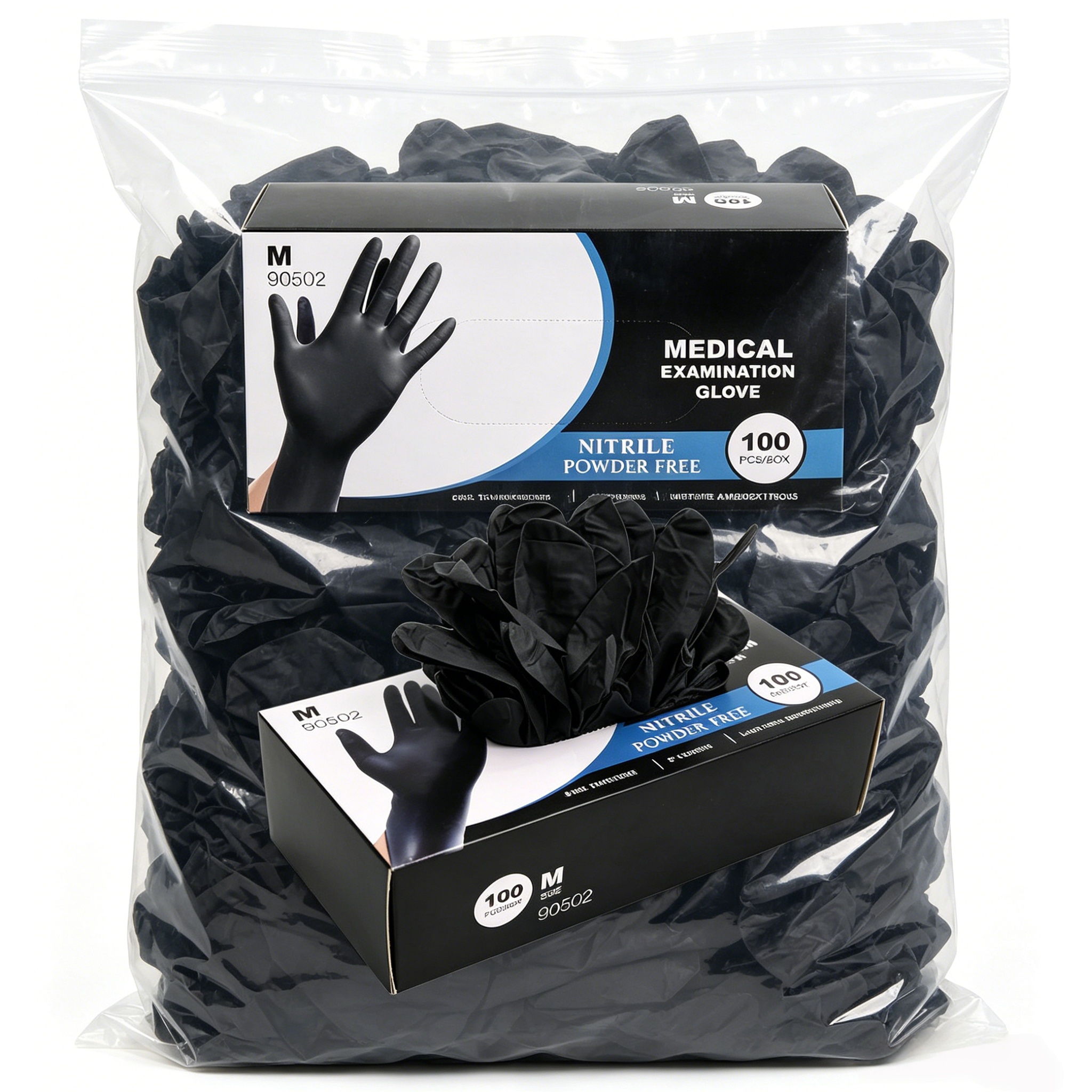 Commercial Kitchen Gloves - Black Nitrile Gloves Disposable Non-Sterile Textured