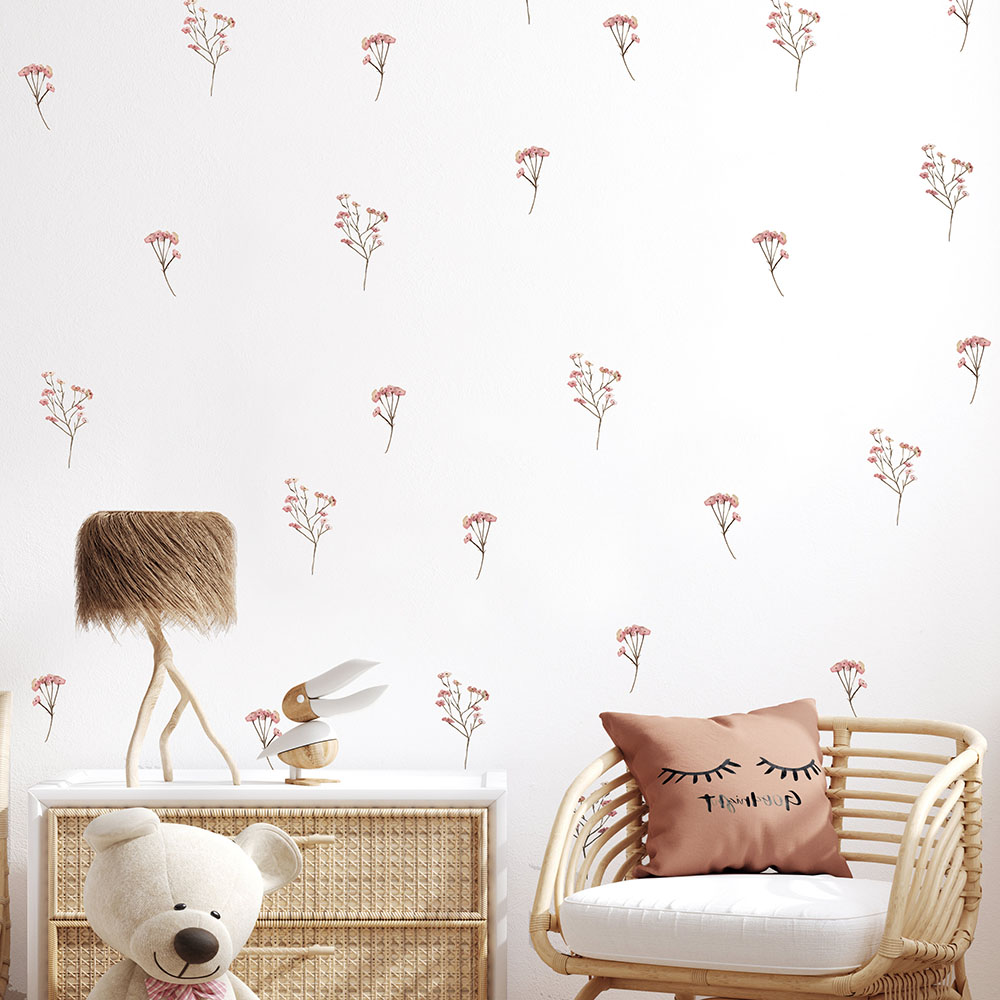 Commercial Kitchen Tiles - Pink Watercolor Flower Wall Stickers Baby
