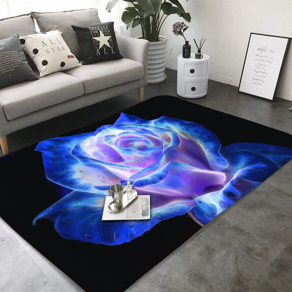 Blue Rose Flower on Black Back - مراجعة Commercial Kitchen Background وسعره