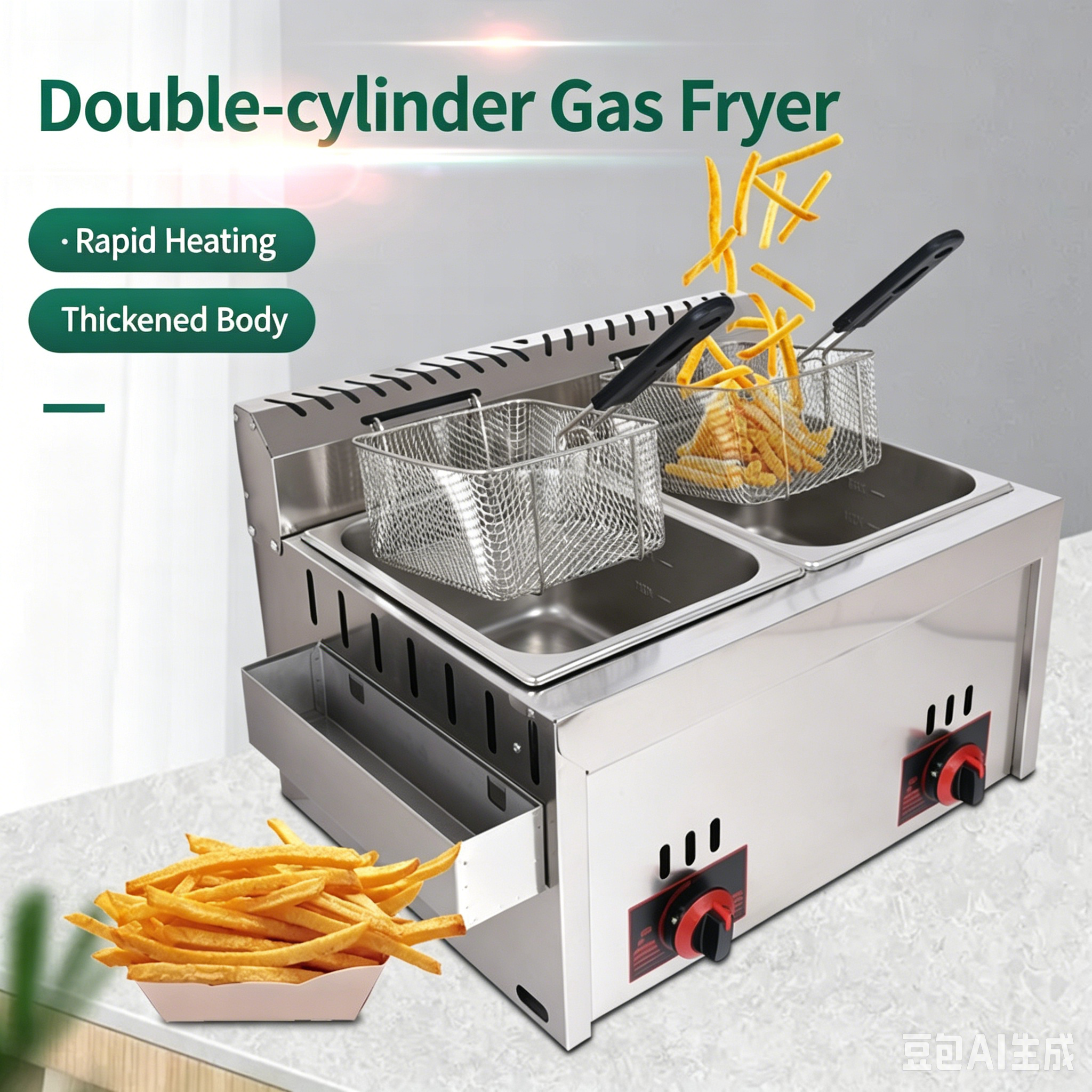 Commercial Gas Fryer, Double T - مراجعة Deep Fryer Commercial وسعره