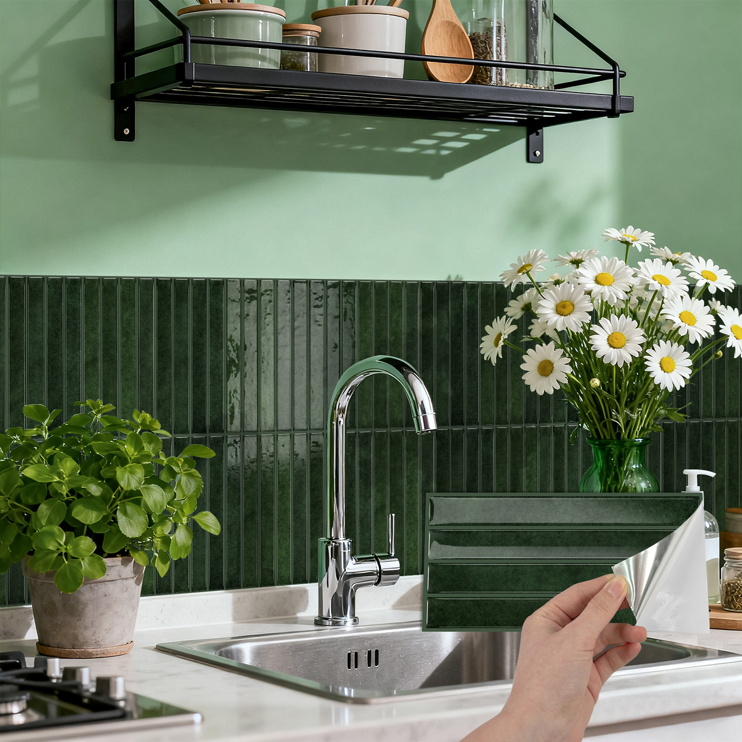 12/24/36pcs 3D Mosaic Self-Adh - مراجعة Commercial Kitchen Tiles وسعره