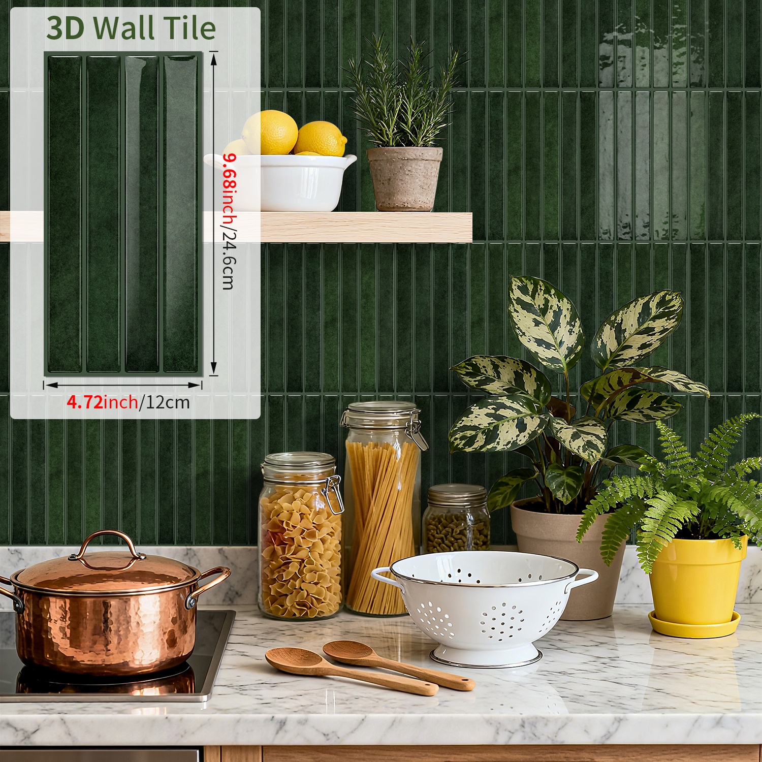 12/24/36pcs 3D Mosaic Self-Adh - مراجعة Commercial Kitchen Tiles وسعره