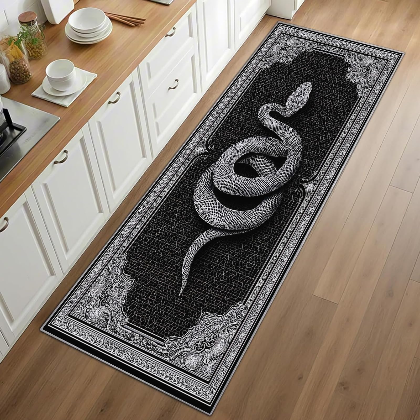 Gothic Snake Runner Rug Black  - مراجعة Commercial Kitchen Background وسعره