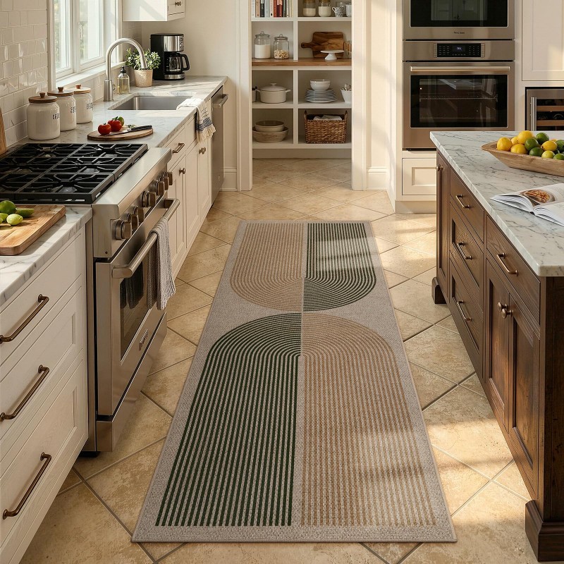 Art Deco Runner Rug Green Back - مراجعة Commercial Kitchen Background وسعره