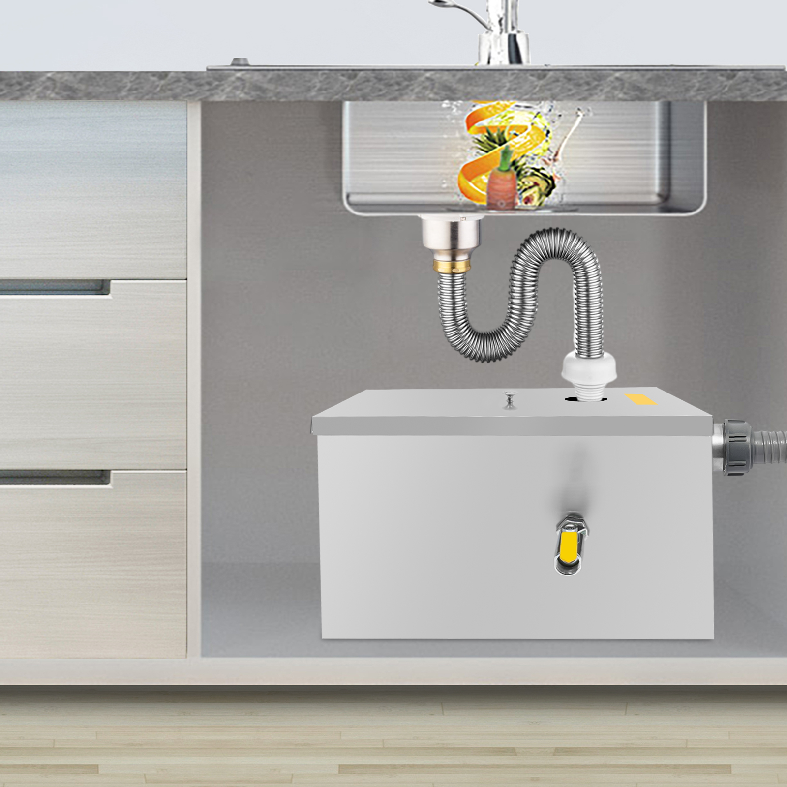 w/Drainage Pipe+Lid for Kitche - مراجعة Commercial Kitchen Grease Trap وسعره