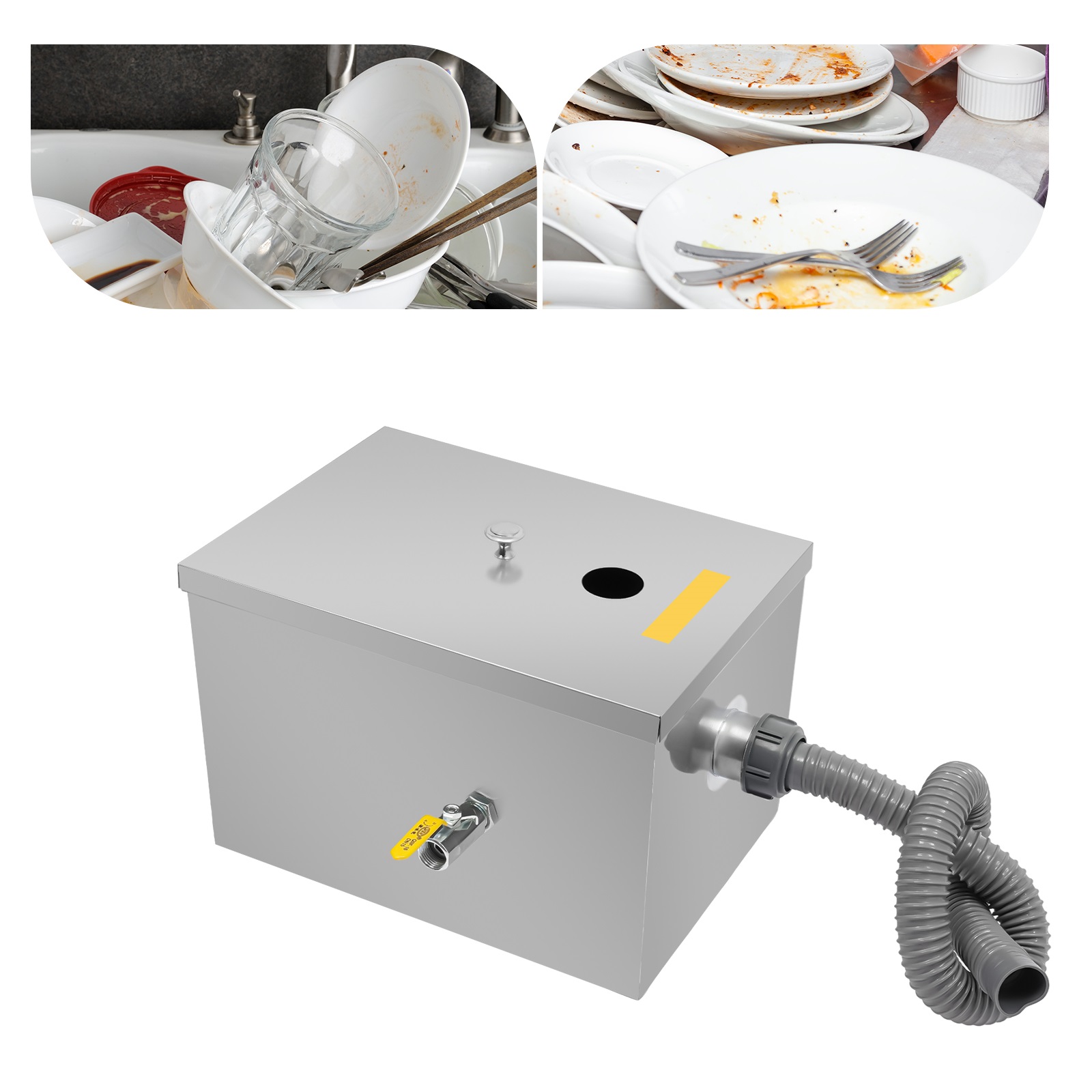 w/Drainage Pipe+Lid for Kitche - مراجعة Commercial Kitchen Grease Trap وسعره