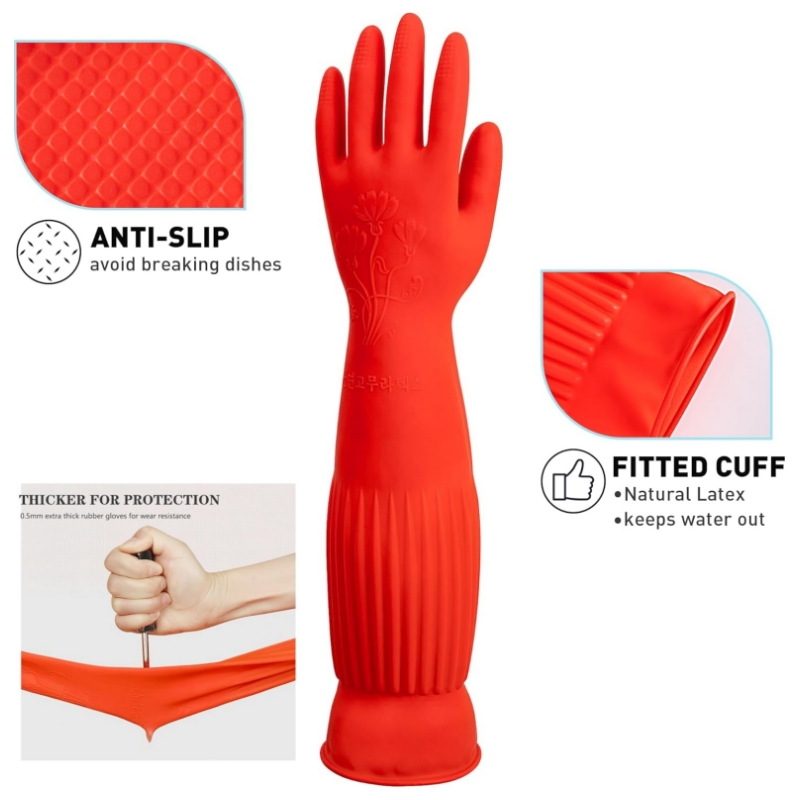 45CM Extra-Long Rubber Cleanin - مراجعة Commercial Kitchen Gloves وسعره