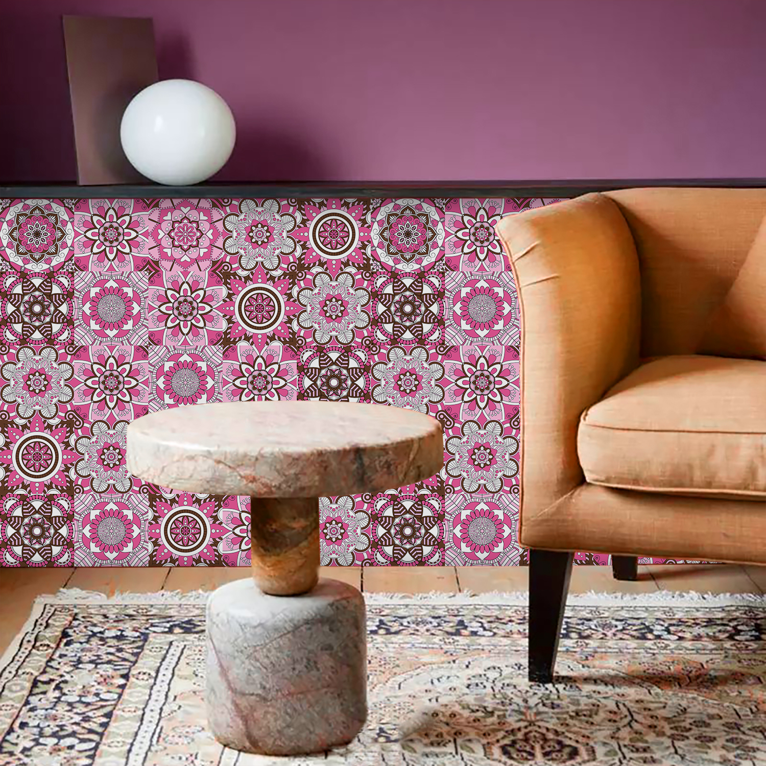 Pink Mandala Vintage Decor Til - مراجعة Commercial Kitchen Tiles وسعره