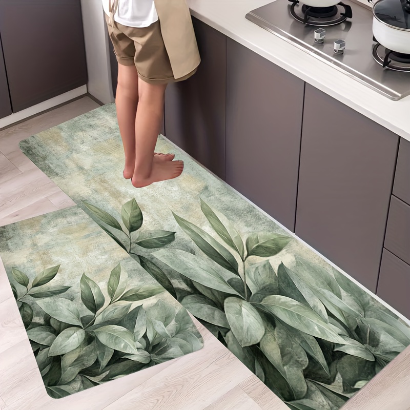 Green Leaf Plant Pattern Kitch - مراجعة Commercial Kitchen Background وسعره