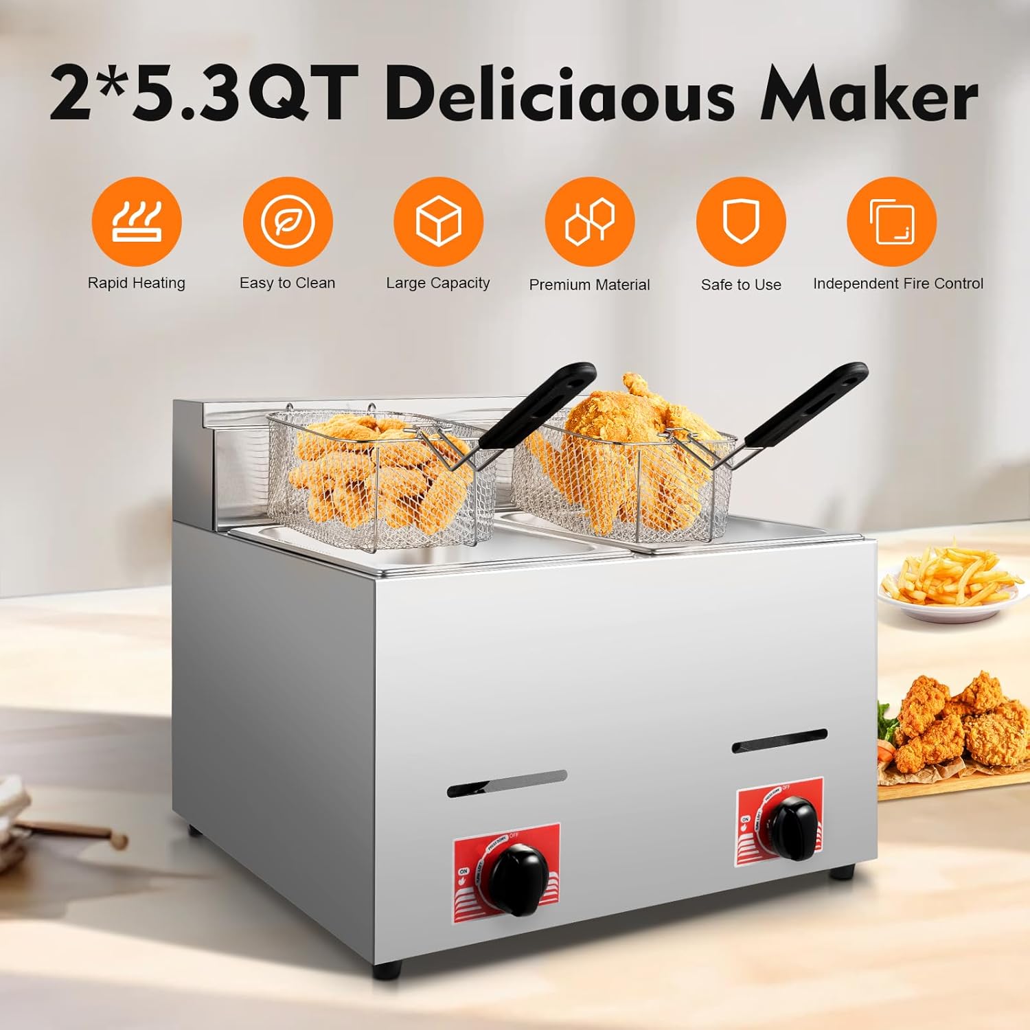 Stainless Steel Deep Double Cy - مراجعة Deep Fryer Commercial وسعره