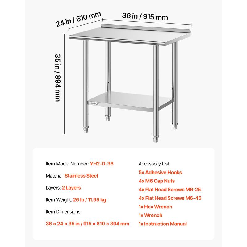 Stainless Steel Work Table, 24 - مراجعة Commercial Kitchen Backsplash وسعره