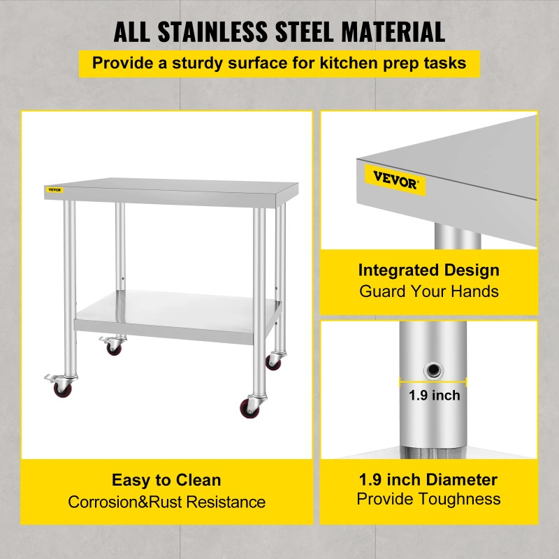 Stainless Steel Kitchen Prep T - مراجعة Commercial Kitchen Backsplash وسعره