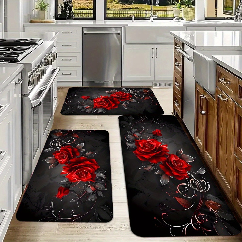 Red Rose Black Background Kitc - مراجعة Commercial Kitchen Background وسعره