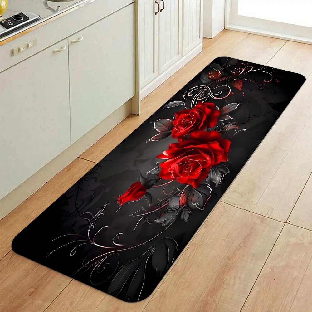 Red Rose Black Background Kitc - مراجعة Commercial Kitchen Background وسعره