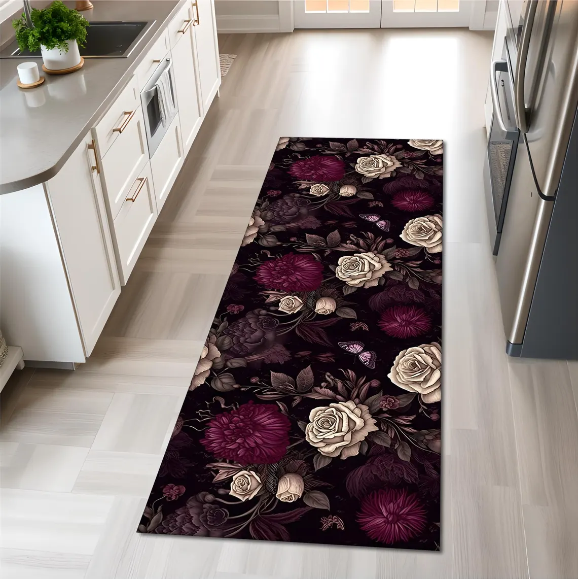 Fruit Motif Runner Rug Bright  - مراجعة Commercial Kitchen Background وسعره