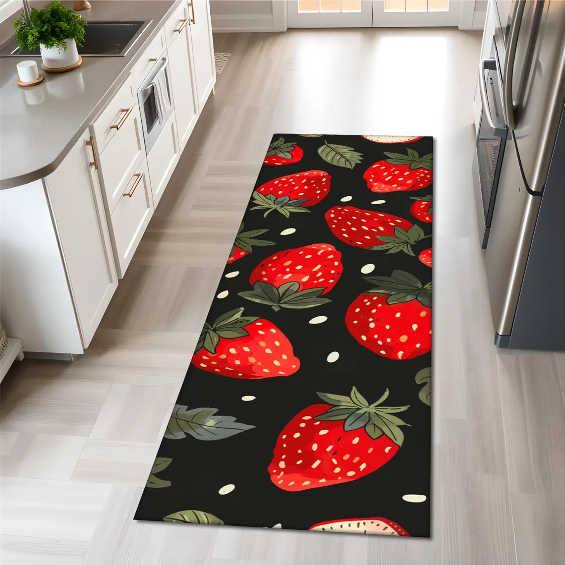 Fruit Motif Runner Rug Bright  - مراجعة Commercial Kitchen Background وسعره