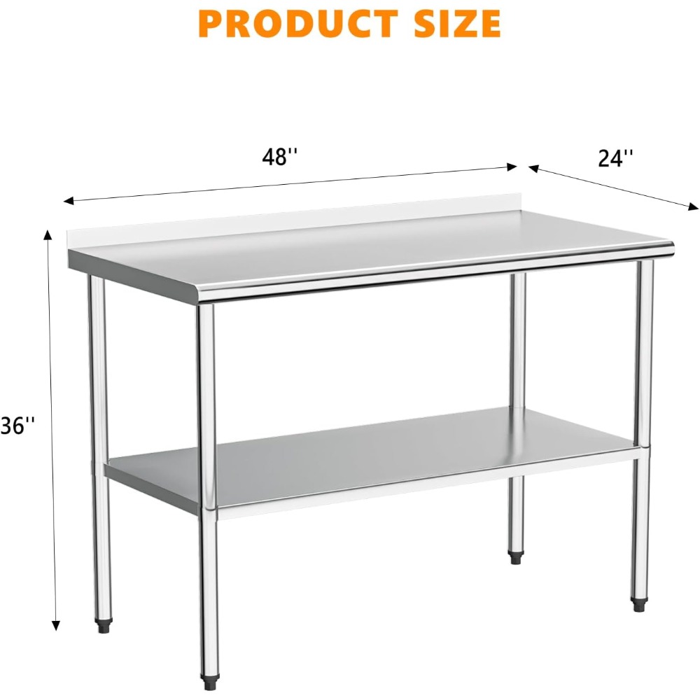 Stainless Steel Prep Table 48x - مراجعة Commercial Kitchen Backsplash وسعره